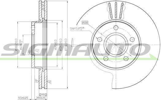 SIGMAUTO DBB222V - Спирачен диск vvparts.bg