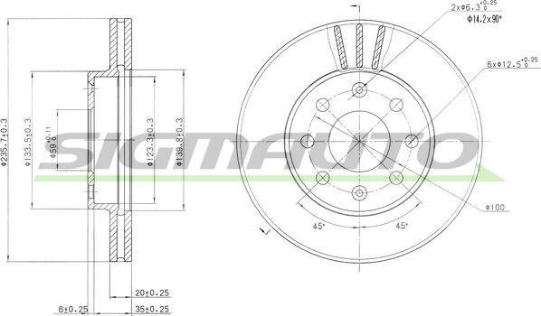 SIGMAUTO DBB279V - Спирачен диск vvparts.bg