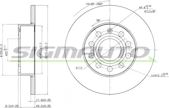 SIGMAUTO DBB276S - Спирачен диск vvparts.bg