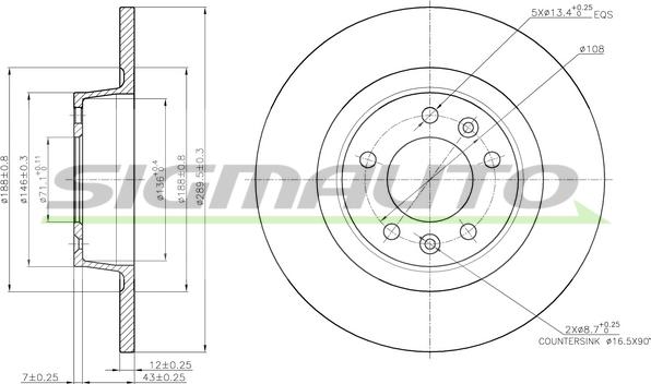 SIGMAUTO DBB744S - Спирачен диск vvparts.bg