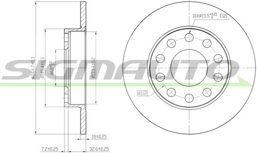 SIGMAUTO DBB709S - Спирачен диск vvparts.bg