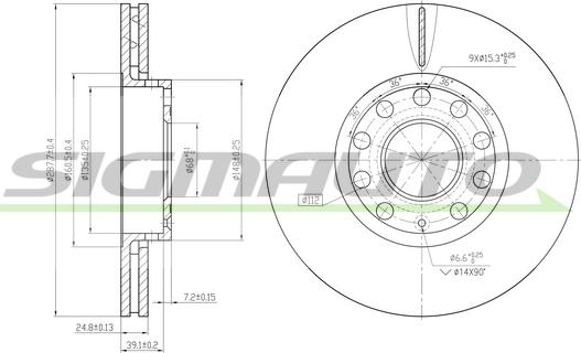 SIGMAUTO DBB706V - Спирачен диск vvparts.bg