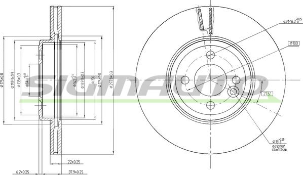 SIGMAUTO DBB711V - Спирачен диск vvparts.bg