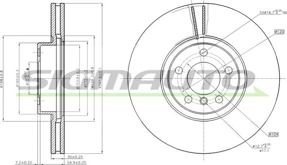 SIGMAUTO DBB713V - Спирачен диск vvparts.bg