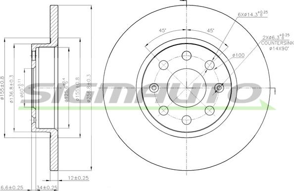 SIGMAUTO DBB784S - Спирачен диск vvparts.bg