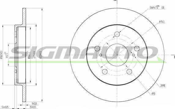 SIGMAUTO DBB788S - Спирачен диск vvparts.bg