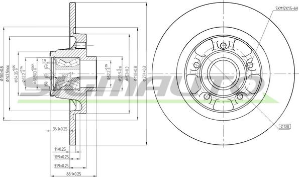 SIGMAUTO DBB734S - Спирачен диск vvparts.bg