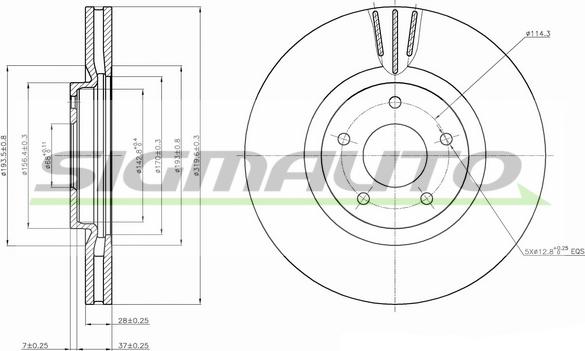 SIGMAUTO DBB724V - Спирачен диск vvparts.bg