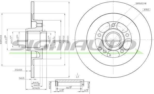 SIGMAUTO DBB725S - Спирачен диск vvparts.bg