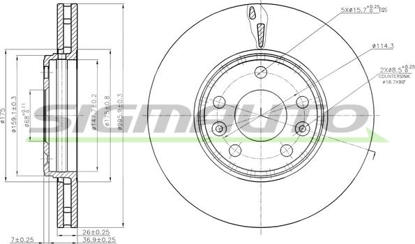 SIGMAUTO DBB726V - Спирачен диск vvparts.bg