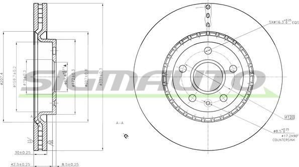 SIGMAUTO DBB723V - Спирачен диск vvparts.bg