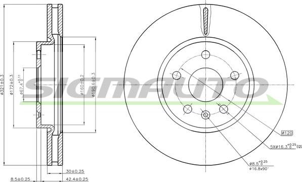 SIGMAUTO DBB722V - Спирачен диск vvparts.bg