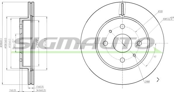 SIGMAUTO DBB774V - Спирачен диск vvparts.bg