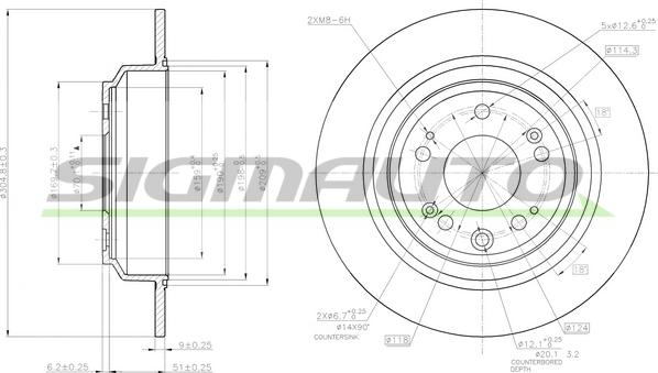 SIGMAUTO DBB778S - Спирачен диск vvparts.bg