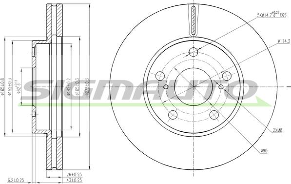 SIGMAUTO DBC401V - Спирачен диск vvparts.bg