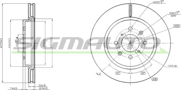 SIGMAUTO DBC410V - Спирачен диск vvparts.bg