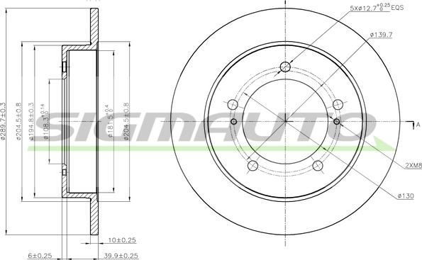 SIGMAUTO DBC411S - Спирачен диск vvparts.bg