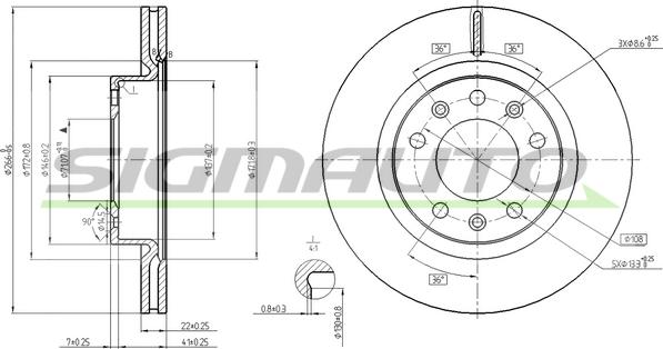 SIGMAUTO DBC413V - Спирачен диск vvparts.bg