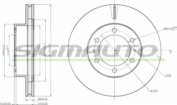 SIGMAUTO DBC475V - Спирачен диск vvparts.bg