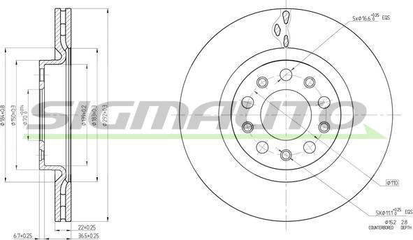 SIGMAUTO DBC556V - Спирачен диск vvparts.bg