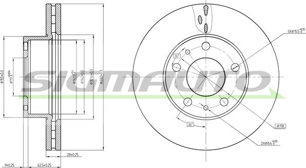 SIGMAUTO DBC659V - Спирачен диск vvparts.bg