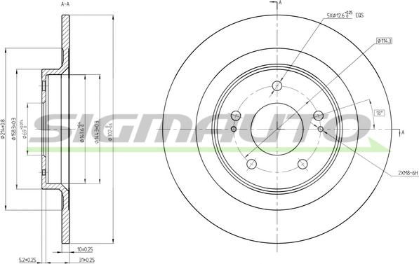 SIGMAUTO DBC652S - Спирачен диск vvparts.bg