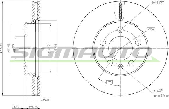 SIGMAUTO DBC663V - Спирачен диск vvparts.bg