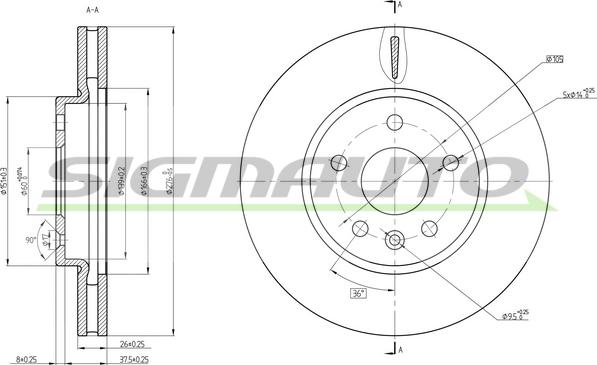 SIGMAUTO DBC685V - Спирачен диск vvparts.bg