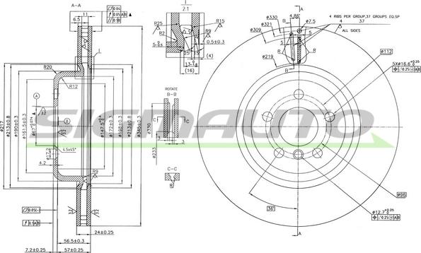 SIGMAUTO DBC627V - Спирачен диск vvparts.bg