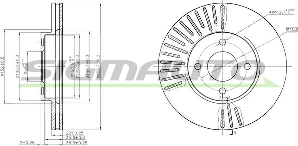 SIGMAUTO DBC068V - Спирачен диск vvparts.bg