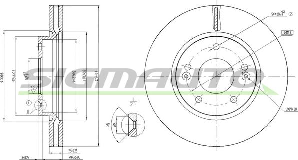 SIGMAUTO DBC004V - Спирачен диск vvparts.bg