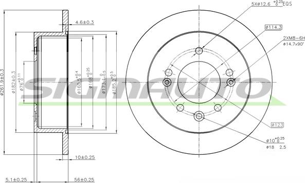 SIGMAUTO DBC005S - Спирачен диск vvparts.bg