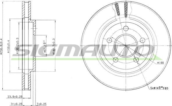 SIGMAUTO DBC001V - Спирачен диск vvparts.bg