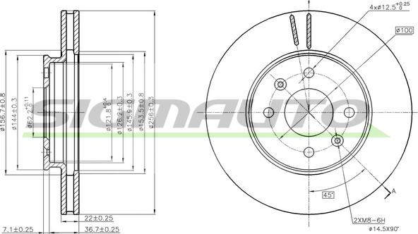 SIGMAUTO DBC089V - Спирачен диск vvparts.bg