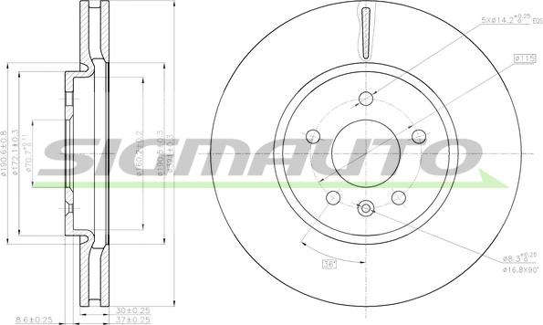 SIGMAUTO DBC191V - Спирачен диск vvparts.bg