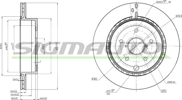 SIGMAUTO DBC140V - Спирачен диск vvparts.bg