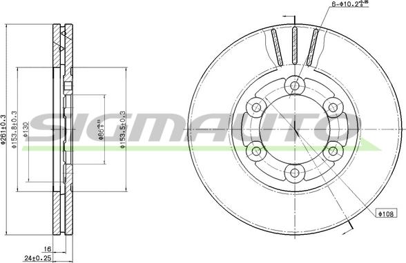 SIGMAUTO DBC161V - Спирачен диск vvparts.bg