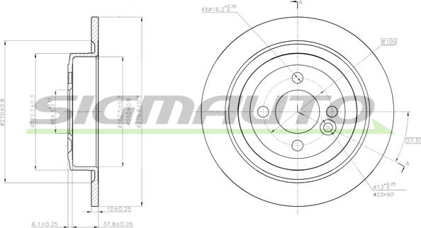 SIGMAUTO DBC124S - Спирачен диск vvparts.bg