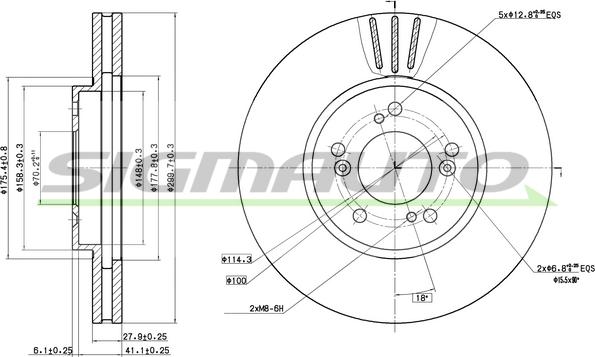 SIGMAUTO DBC175V - Спирачен диск vvparts.bg