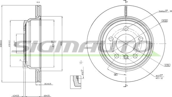 SIGMAUTO DBC313V - Спирачен диск vvparts.bg