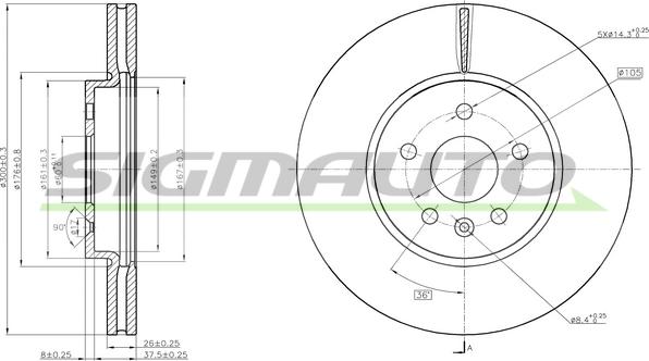 SIGMAUTO DBC385V - Спирачен диск vvparts.bg