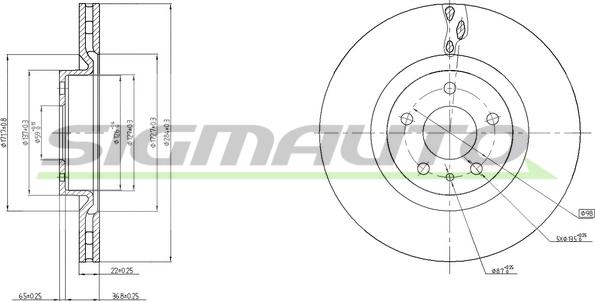 SIGMAUTO DBC329V - Спирачен диск vvparts.bg