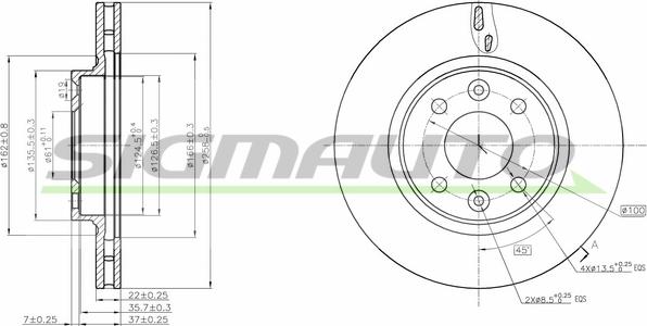 SIGMAUTO DBC327V - Спирачен диск vvparts.bg