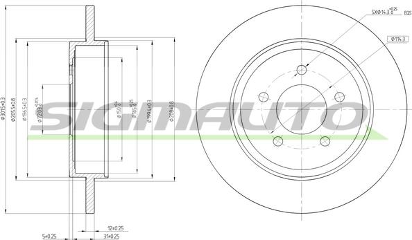 SIGMAUTO DBC207S - Спирачен диск vvparts.bg