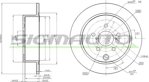 SIGMAUTO DBC211S - Спирачен диск vvparts.bg