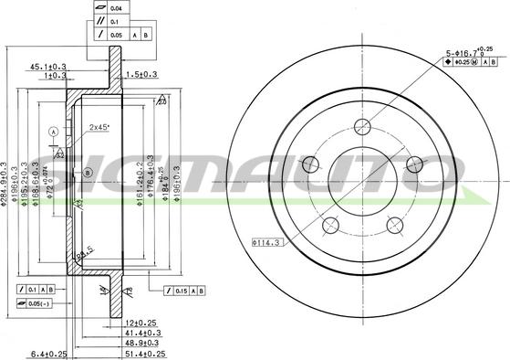 SIGMAUTO DBC288S - Спирачен диск vvparts.bg