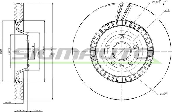 SIGMAUTO DBC222V - Спирачен диск vvparts.bg