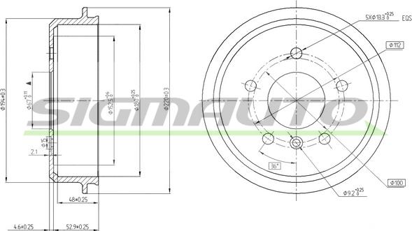 SIGMAUTO DR5433 - Спирачен барабан vvparts.bg