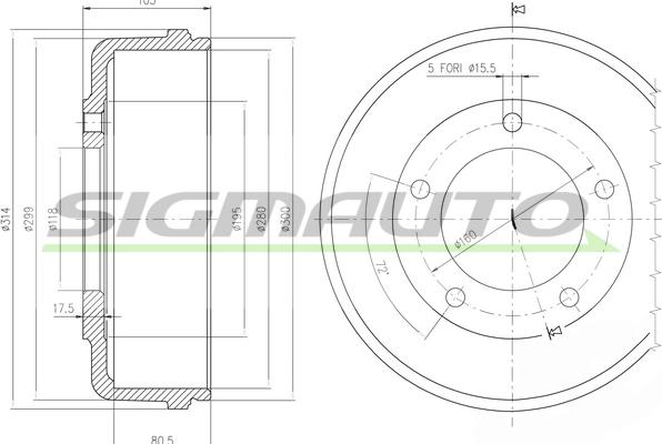 SIGMAUTO DR5646 - Спирачен барабан vvparts.bg