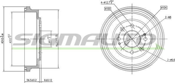 SIGMAUTO DR5629 - Спирачен барабан vvparts.bg